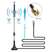 12dbi 와이파이 안테나 24G/58G 듀얼 밴드 폴 SMA Male/RP Male 라우터 카메라 신호 부스터 용 마그네틱베, 02 RP SMA Male