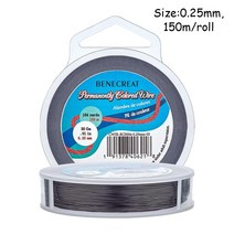 쥬얼리 만들기 0.25 2mm 변색 방지 구리 와이어 150m 160m 건메탈 보석 구슬 공예 용, 03 Gunmetal