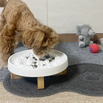 급체방지 슬로우 세라믹 식기 강아지 고양이 밥그릇높이 땅콩코일매트, 슬로우 식기
