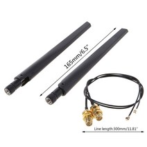 2x 6dBi 2.4GHz 5GHz 듀얼 밴드 WiFi 라우터 네트워크 카드 RP-SMA 안테나 2 x U.fl IPEX 케이블