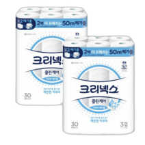 크리넥스 클린케어 아쿠아 메가롤 50m 30롤 x 2팩
