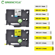 GREENCYCLE 브라더 HSE-211 호환 열 수축 튜브 테이프 P-터치 프린터 라벨링 기계용 221 231 621 6mm 9, 02 Black on Yellow_04 18mm, 02 Black on Yellow_04 18mm