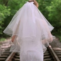 귀엽고 사랑스러운 요정 다층 원사 간단한 질감 신부 웨딩 머리 장식 드레스 사진 액세서리 진주, 01 80CM