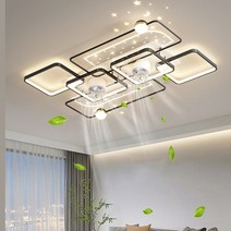 천장실링팬 거실실링팬 설치 실링팬조명 선풍기 제어 펜던트 램프 LED 아트 샹들리에 실내 장식 현대 침실 접이식, 2.직사각형 검정색  220V