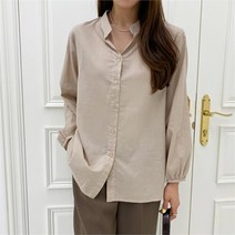 셀러허브(잡화) 여자 여름 박시 노카라 긴팔 셔츠