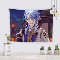 태피스트리Genshin Impact Tapestry 새로운 캐릭터 카미 사토 아야토 패션 욕실 장식 아야카 게임 배경 천, 05 5_01 100x70cm