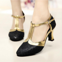 BLAVALLEY 여성 실내 실외 라틴댄스화 댄스슈즈 빅사이즈S1, 260, 골드