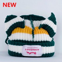 겨울 모자 비니 털 두꺼운 캐주얼 무난한 Loverboy-고양이 귀 니트 더블 레이어 따뜻한 돼지 모직 귀여운 패션 후드 틈새 힙합 개성 있는, [01] one size, [13] D Green