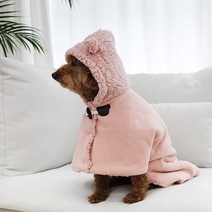 유앤펫 강아지 포근 곰돌이 망토 담요 블랭킷, 브라운