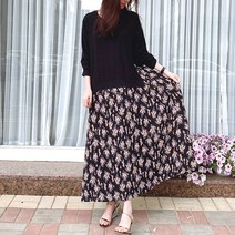 [세인트이브] 930 배색 니트쉬폰 빅사이즈 롱원피스
