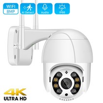 8mp 4k 무선 ptz 카메라 hd 1080p 컬러 야간 투시경 wifi ip 카메라 야외 h.265 5mp ai 자동 추적 cctv 감시 캠, 5mp 64GB 카드 추가, 협력사, au 플러그
