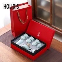 HOLIDIS 고급 다기세트 쿵푸 다기 선물 오피스텔 1포트+6컵 10종세트, C