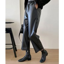 기모 밴딩 가죽 일자 팬츠