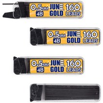 June Gold 640피스 0.5mm 4B 심 리필 튜브 당 160개 미세한 두께 파손 방지 납/흑연디스펜서 4개 팩 USA 미국, 4B Graphite, 0.7 mm