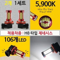 TVU952880제네시스 LED 안개등 렌즈장착 2개 H8 타입 1세트 확산형
