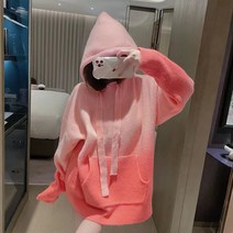 그라데이션 니트 후드포켓 스웨터 루즈핏 미디 하의