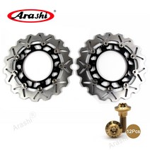 Arashi 1 쌍 오토바이 CNC 완전 부동 플로팅 브레이크 디스크 로터 에 YAMAHA FJR1300 FJR 1300 2001 2002 2003 2004, 검정색+금색나사