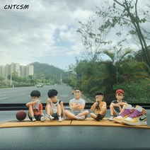 CNTCSM 슬램덩크 자동차 세트 남성 크리에이티브 카 인테리어 소품 사쿠라키 화도류천 메이플 카카 피규어, 슬램덩크세트5개+AJ라이트핑크+패드