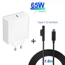 서피스독 Microsoft surface pro 6543 용 usb 유형 c 충전기 go book 태블릿 호환 15v12v 4a 3a 2.58a 65w 44w pd 충전 케이블, usb-c 케이블 전용