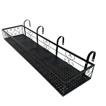 MK 베란다 화분걸이대 고층 난간용 (직각 100 X 20cm) 난간고리 4P, 블랙