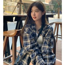 FW 여성 체크 셔츠 봄/여름/가을/겨울 오버핏 여자체크남방 등산/도보 여행/캠핑
