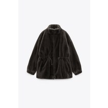 ZARA 자라 Za 가을 겨울 새로운 여성 의류 블랙 허리 느슨한 인조 모피 코트