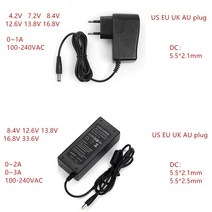 AC-DC 4.2 V 8.4 V 12.6 V 16.8 V 1A 2A 충전기 전원 공급 장치 어댑터 4.2 V 8.4 V 12.6 V 16.8 V 1000MA 18650 리튬 배터리, 01 4.2V_01 US plug_01 1A