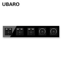 타워멀티탭 디자인멀티탭 캠핑 멀티탭 ubaro eu standard glass panel wall socket with rj45 rj11 tv usb signal plug 홈, ds-430-u3-b2, 110-250v