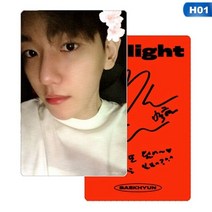 아이돌 포토카드 케이팝 엑소 백현 라이트 앨범 로모 카드 패션 자체 제작 종이 사진 포토카드 사인, 01 H01