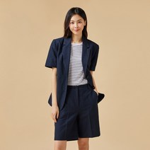 [JAJU/자주] 여 리넨 반팔 자켓_네이비