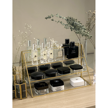 뷰티퍼 금장 향수장 화장품정리대 향수보관함 진열대 화장품 정리함 보관함 3단 골드프레임 선반 향수정리함 향수정리 화장품진열장 화장품선반 화장품보관함 3단선반 미니선반, S