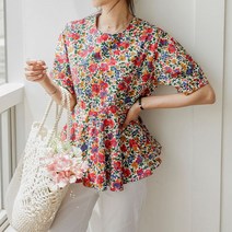 그녀희제 라일락 플라워끈 코튼 블라우스