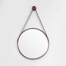 가죽 스트랩 원형 욕실거울(지름500mm) 후크고리포함, 후크고리 포함, 화이트