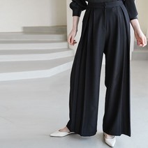 클로젯나인 맞주름 플리츠 와이드 슬랙스 black