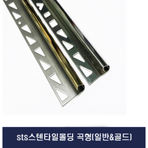 스텐 타일 몰딩 곡형 몰딩 스텐레스 코너비드 원형 반달 X 2EA, 골드(금장), 10mm