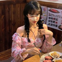 슬링 드레스 여성 교수형 목 여름 새로운 원 숄더 핫 걸 짧은 스커트 프릴 꽃 스커트