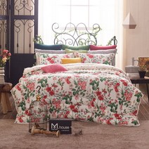 [마마인하우스BY박홍근] 카멜리아 눈꽃 광목 침구 풀세트(레드) SS