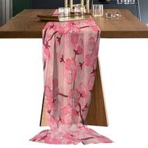 테이블보봄벚꽃 태양 강 레트로 쉬어 쉬폰 테이블 러너 국가 웨딩 파티 Tulle Voile 천으로 홈 인테리어, 01 48x140cm, 02 LXM00577
