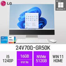 [예약판매] LG전자 24V70Q-GR50K 24인치 인텔 12세대 i5 Iris Xe Win11 Home 사무용 인강용 재택근무용 일체형 PC, 512GB, 16GB