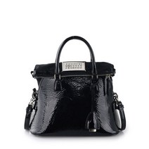 [메종마틴마르지엘라] [중고 명품] 블랙 페이던트 5AC 스몰 토트백 PC0230 BA S