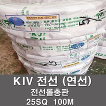 상진전선 KIV 전선 케이블 비닐절연 25SQ 1롤 100M 연선 kiv 전기선 전기자재, KIV 25SQ, 흑색(100M), 1개