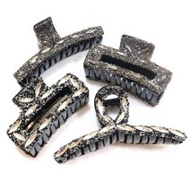 4종세트 블랙 블링블링 큐빅스톤 올림머리 헤어집게핀