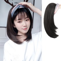 여성 헤어밴드형 단발헤어가발 머리띠 부분가발 트렌드 패션가발, C타입