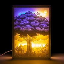 나무 LED 액자 인테리어 그림 조명, 전원 스위치