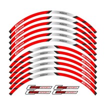 바이크 오토바이 전면 및 후면 바퀴 가장자리 외부 림 스티커 BMW C650 스포츠 용 반사 스트라이프 휠 데칼, 02 A Red