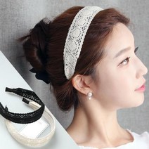 면 레이스 헤어밴드 H71 블랙 화이트
