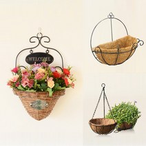 (한정세일)다용도 벽걸이화분 코코넛 화분걸이 넝쿨 꽃 인테리어, 금종류조화 (대형) 화이트