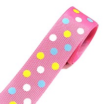 (주)아트인 컬러풀 도트 골직 리본(90cm), 25mm, 핑크