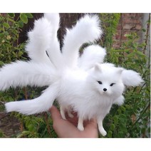 봉제 요정 장식 수호 여우 꼬리 전설 홈 구미호 인형 인테리어 소품, 화이트 잠여우  14cm X 5cmcm