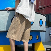 가바바 남성 빅사이즈 반바지 캐주얼룩 바둑판 무늬 여름 얇은 밴딩팬츠 5XL까지 G67770